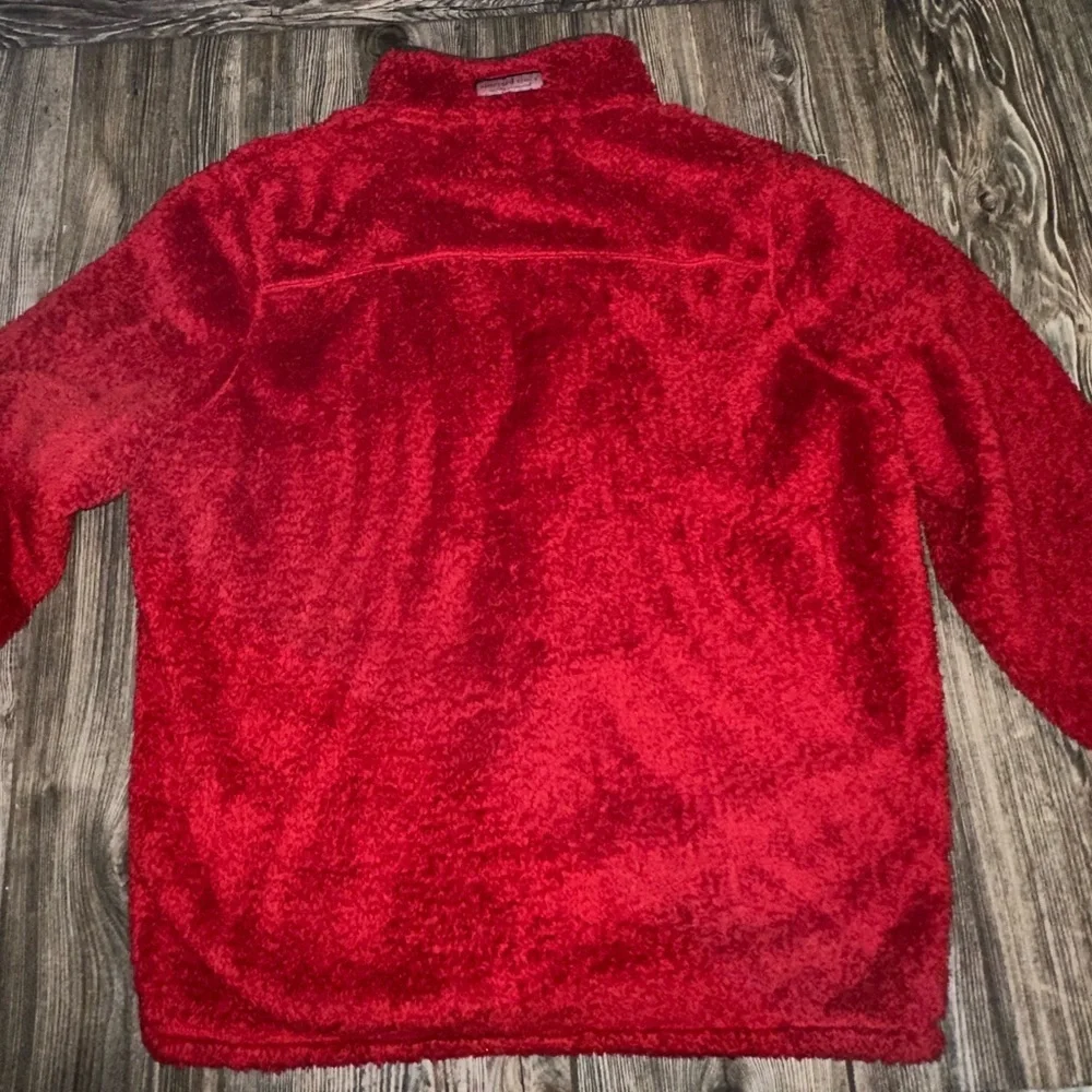 Vineyard Vines Stillwater Sherpa Quarter Zip Red Velvet Fleece Gray Pocket Large